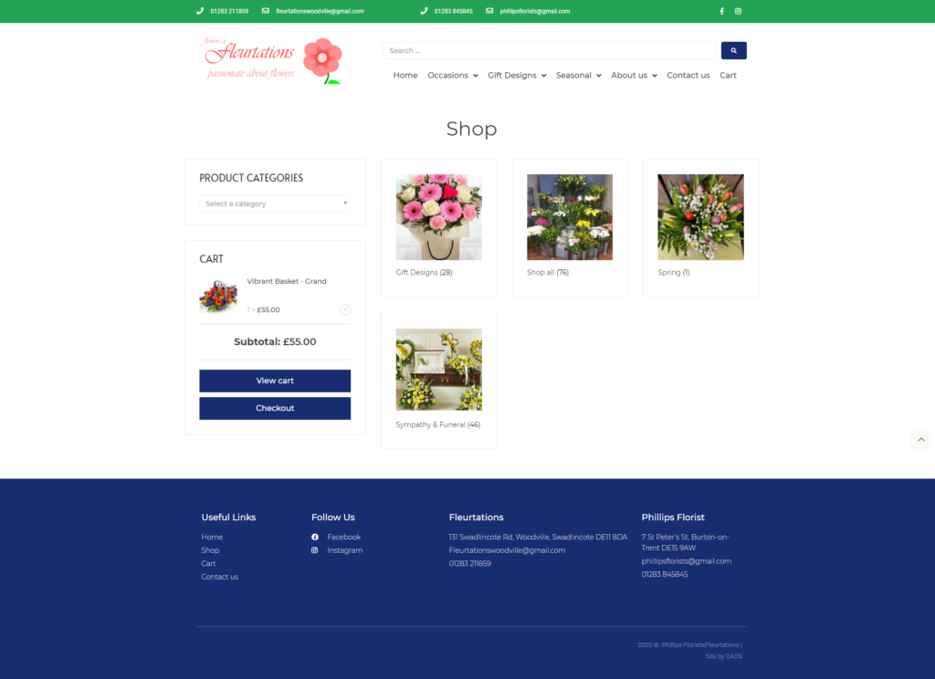 Fleurtations website by cads web design Swadlincote, Burton on Trent and Ashby de la Zouch