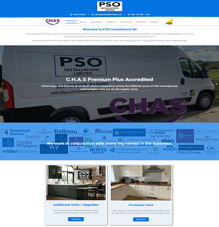 PSO Installations website designed by cads
