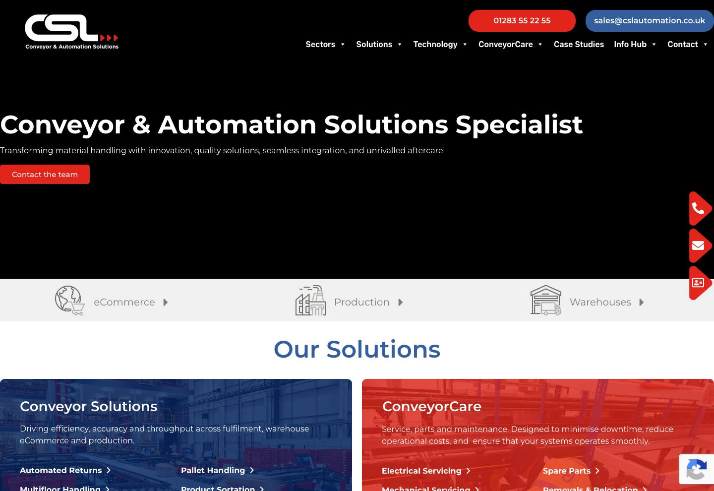 Conveyor Systems Ltd website by CADS Web